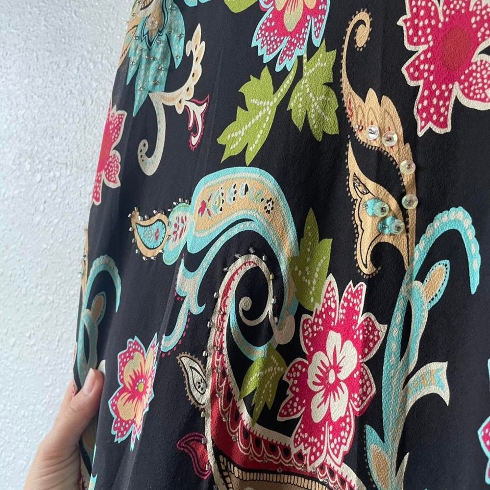 Vintage 90s Funky Whimsy Art Teacher Silk Skirt - Picture 3 of 5